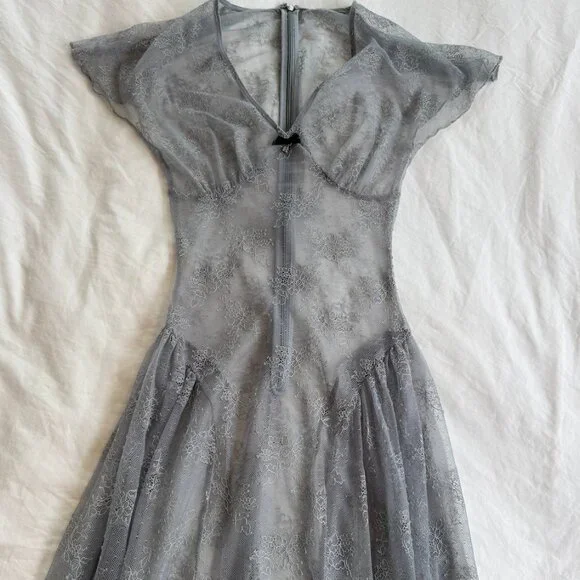 turquoise blue lace dress Lulu Dress Turquoise Cloud Organza Blue / L